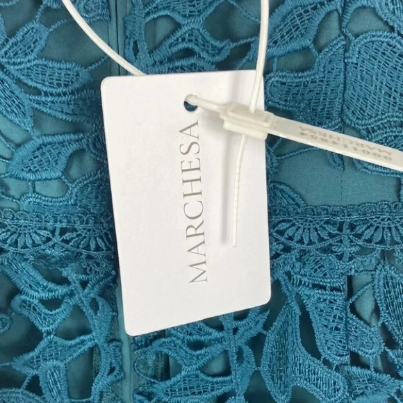 Marchesa Notte Floral Lace Dress 3d Guipure Midi in Jewel Tone Peak Size 6 - Picture 12 of 13